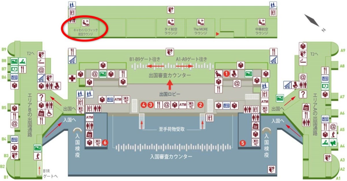 桃園国際空港キャセイパシフィックラウンジの地図