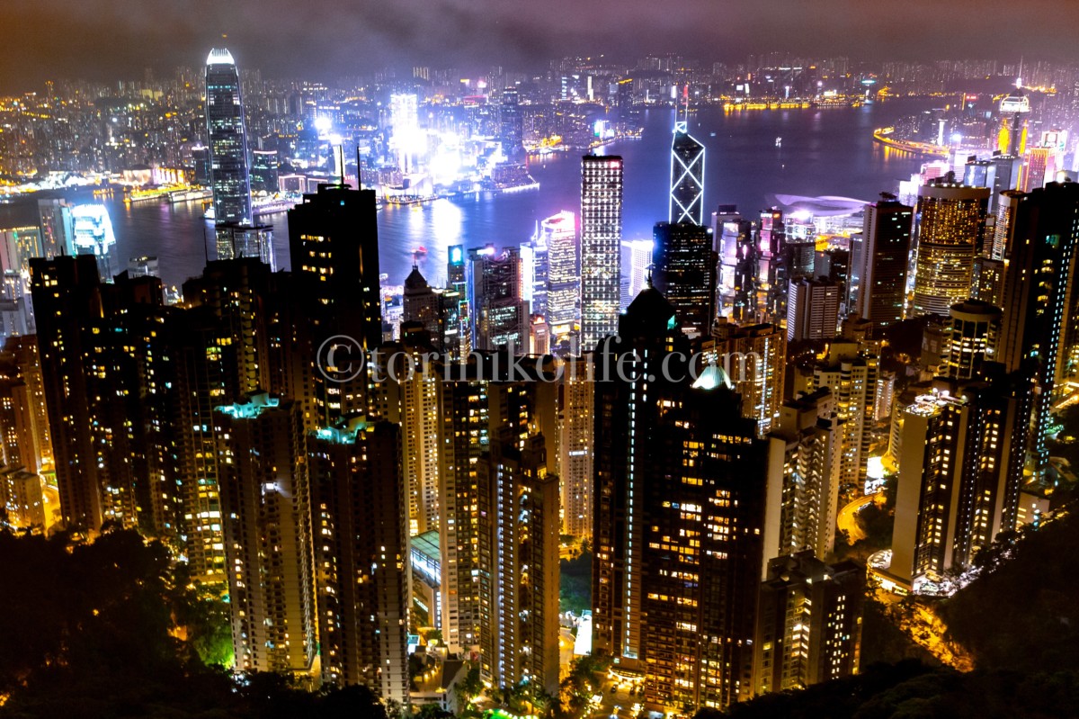 香港の夜景を一望できるビクトリアピークで撮った写真