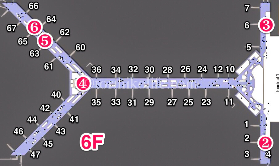 香港国際空港6階エリアのワンワールドラウンジ地図