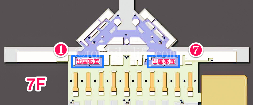 香港国際空港7階エリアのワンワールドラウンジ地図